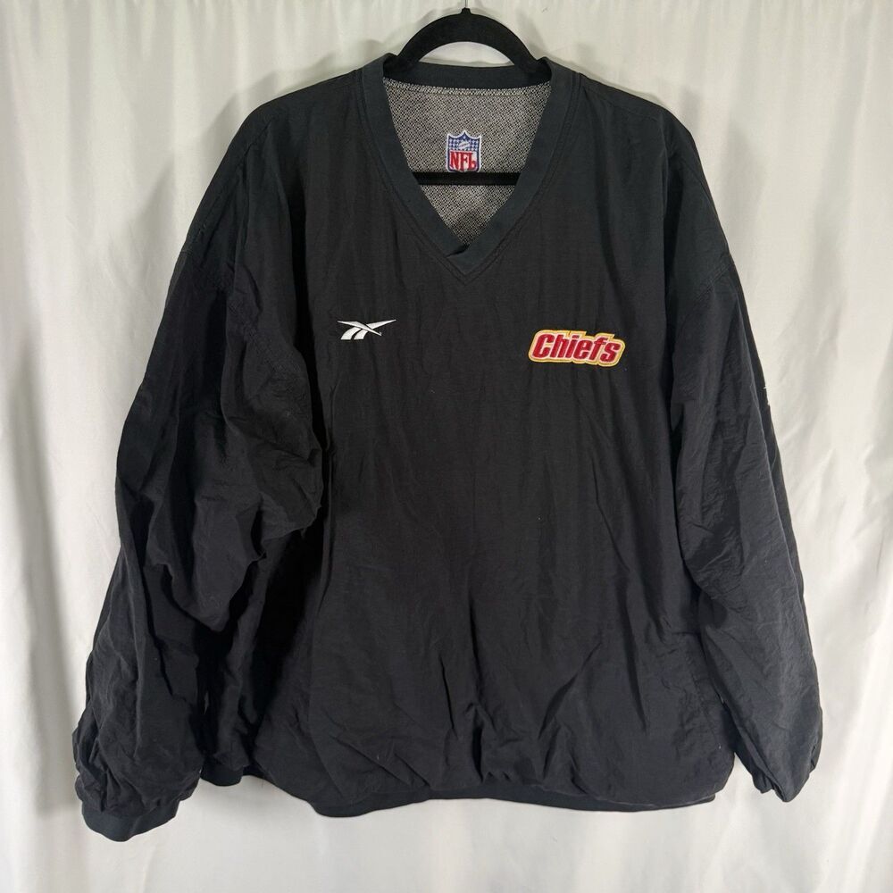 Vintage Reebok Kansas City Chiefs Reversible Windbreaker Men's XXL Black Nylon
